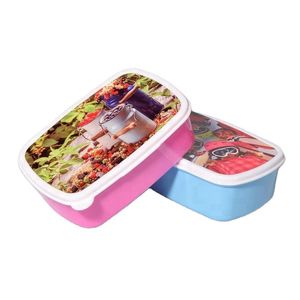 Caja de almuerzo de sublimación personalizada, contenedor de alimentos, bolsas de almuerzo de transferencia de calor de plástico DIY, tamaño pequeño en blanco