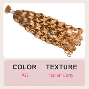 Extensions de cheveux péruviens ondulés en vrac, couleur 27 #, Deep Wave, italiens bouclés, 14 à 26 pouces, 100g