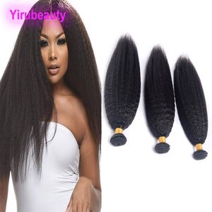 Couleur naturelle péruvienne Kinky Straight Human Hair 4 Bundles Hiar Extensions Yaki Straight 8-28inch Raw Virgin Hair 4 Pièces / lot