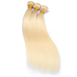 Cheveux péruviens non transformés Remy cheveux humains trois paquets 10-32 pouces blond 613 # Double trames 613 couleur produits capillaires