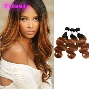 Pelo virginal peruano 1B/30# Extensiones de cabello ondulado corporal 95-105 g/unid Tramas de cabello 100% humano 1B 30 Color degradado