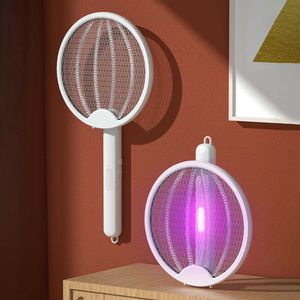 Pest Control Foldable Electric Fly Swatter Trap USB Rechargeable Mosquito Racket Insect Killer with UV Light Bug Zapper 0129
