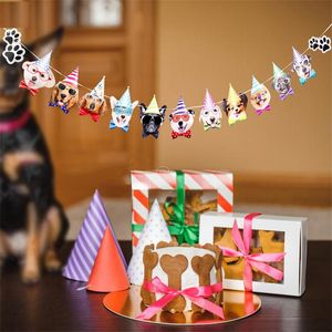 Pet Birthday Theme Party Decor Cat Face Dog Pet Flag Animal Banner Pet Birthday Party Decoration yq01808