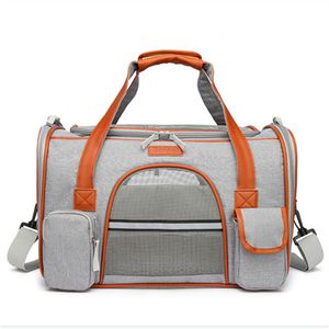 Pet Carrier Airline Approved Soft Sided for Cats and Dogs Portable Cosy Travel Pets Bag Car Seat Safe Carriers Gris L C11