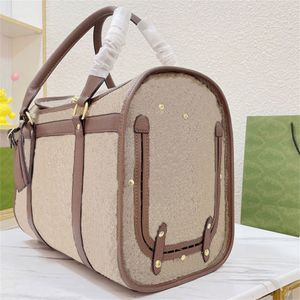 Diseñador de mascotas Bolsa para perros Bolsa para gatos Bolsas para gatos Bolsos Clásicos Red de ventilación Práctico Viaje al aire libre Web Beige Ébano Lona Me289a