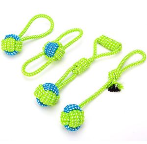 Juguetes para perros cuerda trenzada de algodón anudada perros juguete pelota de tenis masticar morder gato mascotas jugando cuerdas anillo bolas de entrenamiento interactivas