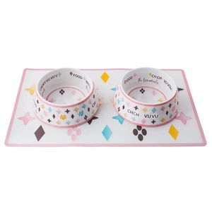 Pet Food Bowl Kat Hond Water Bowl Hoge kwaliteit Kleine Middelgrote Kat Hond Bowl Mat Bowl Set Schnauzer Teddy Corgi