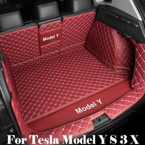Pet Seat Cover Car Trunk Mats Leather Full Coverage Protective Fully Surrounded Waterproof Black Red for Tesla Model Y S X 3 2016 to 2021 2023 HKD230706