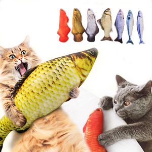 Animal de compagnie doux en peluche 3D forme de poisson chat résistant aux morsures jouet interactif cadeau poisson cataire jouets oreiller en peluche poupée Simulation poisson jouant jouet YL0222