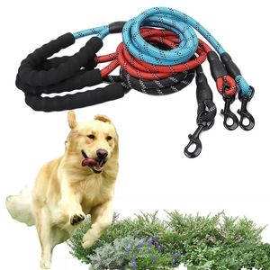 Suministros para mascotas, cuerda redonda reflectante Multicolor, Collar de tracción de nailon, correas, cadena para perro, tirón cómodo para perros grandes