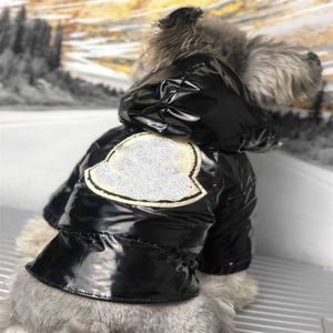 Vêtements d'hiver épais pour animaux de compagnie, manteau chaud pour chien, violet et noir, manteau à capuche pour animaux de compagnie, veste à capuche S-2XL avec broderie Trim273D