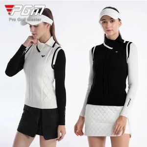 PGM femmes tricoté mince gilet chaud sans manches gilets de Golf dames rembourré coton jupe de Golf Plaid taille haute Skorts ensemble de vêtements 240219