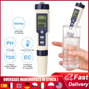 Medidores de PH 5 en 1 Detector digital de calidad del agua PH / EC / TDS / Salinidad / Medidor de prueba de temperatura Monitor de prueba de calidad del agua multifunción 230628