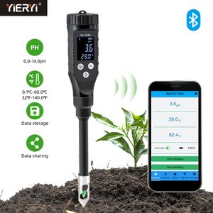 PH Meters Smart Soil PH Meter 0.0 ~ 14.0pH Bluetooth Soil Tester Data Logger Temp Acidity Analyzer for Hydroponics Planting Garden Farmland 230809