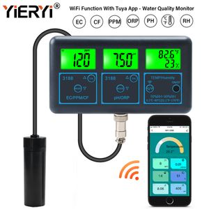 PH Meters Yieryi WiFi Tuya Smart Monitor Fish Tank Aquarium SPA Pool Online Water Quality Meter PH ORP EC PPM CF Humidity TEMP Tester ATC 230728