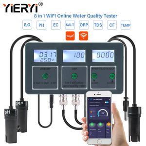 PH Meters Yieryi WiFi Tuya Smart PH ORP TDS EC SALT S. G TEMP CF Monitor Meter Online Aquarium Water Quality Tester Data Logger Controller 230802