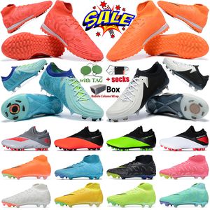 Phantom Luna GX2 Chaussures de football en plein air Bottes de football Elite FG Chaussettes montantes Chaussures de football Hommes En cuir souple Baskets confortables Orange Knit Football Crampons taille 6-12