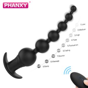 Phanxy Silicona Anal Anal Control remoto inalámbrico Vibrador Bulto Beads Anus Masturbator Masaje de próstata Massage Sexy Toys for Women