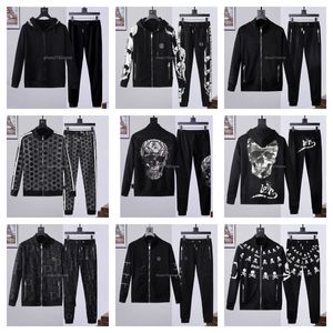 Philipe Plain Men's Tracksuit Classic Pp Skull Jogger Cotton 2 pièces Zipper Hooded Rhinestone Sweat-shirt