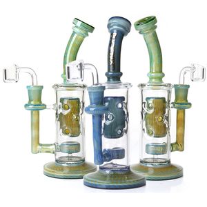 Recycleur de bulles en verre Phoenix 8,8 pouces plates-gibilles à pétrole en verre fumer les bongs avec un pipe à eau de percolatrice à jet en nid d'abeille avec un bangers en quartz