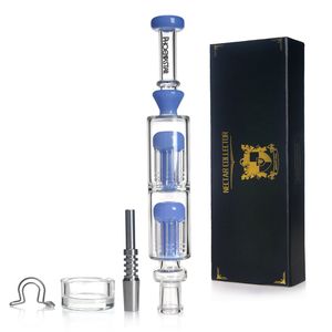 Kit de collection de nectar Phoenixstar - Bubbler en verre, ongle en titane, plat en verre et un clip stell en acier inoxydable ensemble de tampons portables pour concentrés de 10 pouces