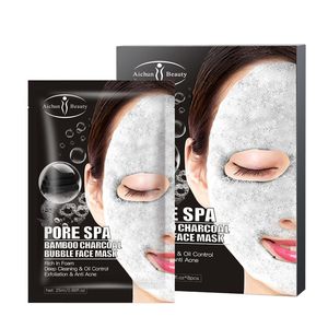 Masque facial à bulles de charbon de bambou hydratant nettoyage en profondeur des pores hydratant visage contrôle de l'huile masques pour la peau feuille 10 pièces