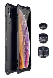 Boîtier de téléphone pour l'iPhone XS MAX Metal Frame Protective Case avec 3 lentilles de caméra externe distinctes 120 ° Wideangle Fisheye Macro P8150310