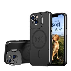 Cajas del teléfono para iPhone 12 Pro Max Imanes Mag seguro Cargador inalámbrico Cubierta de montaje para automóvil Soporte a prueba de golpes Carcasa de moda con soporte Protección de cámara