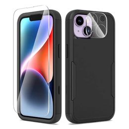 Estuches para teléfonos para Iphone 14 13 12 11 PLUS PRO con TPUPC Cámara de protección contra caídas de cobertura total de 2 capas y cubierta protectora de pantalla y caja de venta al por menor