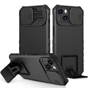 Cajas del teléfono para iPhone 14 13 12 11 PLUS PRO XR XS MAX 8 7 PLUS Con PC TPU Lente deslizante de 2 capas Protección de la cámara Absorción de golpes y cubierta de prevención de caídas