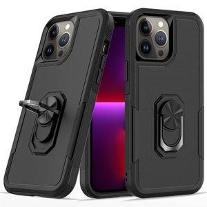 Étuis de téléphone pour iPhone 14 13 12 11 PLUS PRO XR X XS MAX 6 7 8 PLUS avec PCTPU 2 couches couverture complète protection contre les chutes caméra et garde d'écran anneau rotatif et couverture de béquille