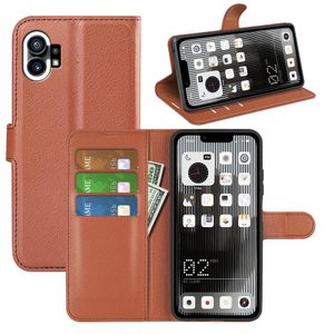 Coques pour téléphone For Nothing Phone 1 Lychee Litchi Etui portefeuille en cuir PU Boucle magnétique en TPU avec fentes pour cartes