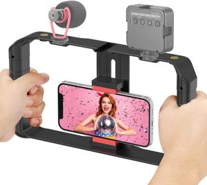 Teléfono Montaje de trípode de agarre estabilizador de teléfono para videomader cineasta-gráfico con soporte de zapatos fríos para iPhone Samsung Video Gimbals