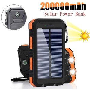 Banques d'alimentation du téléphone Nouveau pack de cellules solaires avec étanche et grande capacité de 200000mAh Charge rapide Alimentation de batterie externe Super Bright Flashlight 240424