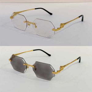 Photochromics Men Brand Lunettes de soleil Lunettes Homme Couleurs de lentilles changées au soleil de Crystal Clear à Dark Leopard Diamond Cut Rimless 2819 High End 18K Gold Paty