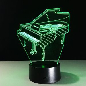 Piano 3D veilleuse colorée tactile LED, petite lampe de table, cadeau de noël, 182h