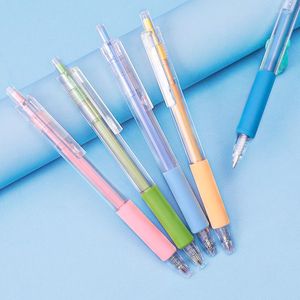 Pièce Lytwtw's Cute Gel Pen Creative Transparent Morandi Couleur Presse Bureau Cadeau Fournitures Scolaires Papeterie Kawaii Stylos Drôles