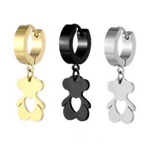 Piercing Body Jewelry Dangle Bear Pendiente Aros Pendientes de aro de acero de titanio para hombres y mujeres