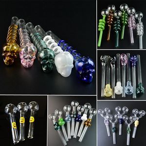 Pipes à fumer colorées Tuyau de brûleur à mazout en verre Pyrex Mini petite pipe à main Huile à ongles Smok Accessoires Eau à la main brûlant pour Dab Rigs Tube Tabac Outil à herbes sèches