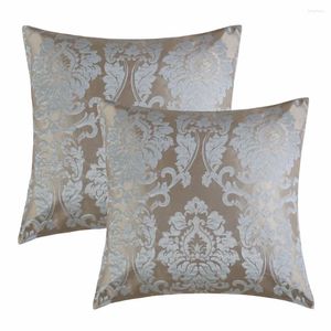 Oreiller 2 pack pack firfly jacquard tissu en gros argent couvercle bleu gris floral décoratif 45x45cm / 50 50cm