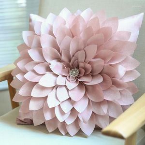 Oreiller 3D fait à la main, couverture de fleurs en diamant avec décoration intérieure, décoration blanche ivoire rose