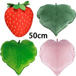 Oreiller 3d feuille de feuille Strawberry 50cm plante décorative surdimensionnée en forme de nouveauté en forme de peluche douce