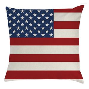 Oreiller drapeau américain taie d'oreiller USA jour de l'indépendance décor à la maison couverture bureau canapé lin jeter étui Funda Cojines 45x45