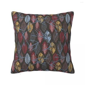 Almohada otoñal rosa azul marrón hojas pintadas de hojas decorativas para sofa cama de almohada