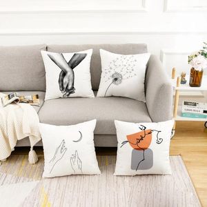 Almohada en blanco y negro mano romántica en funda de almohada geométrica amor cita de arte de arte de la moda amantes de la habitación decoración del dormitorio