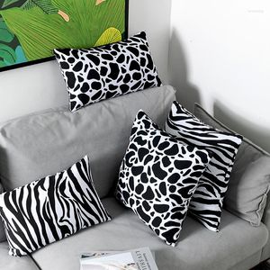 Housse de coussin à imprimé léopard zèbre noir et blanc, moderne, minimaliste, Double face, à rayures géométriques, décoration de maison