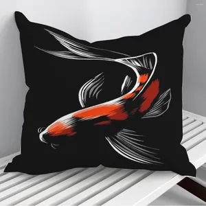 Oreiller noir carpe japonaise coussins couverture sur canapé décor à la maison 45 45 cm 40 40 cm cadeau taie d'oreiller Cojines goutte
