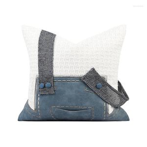 Oreiller bleu Denim sangle conception couverture ensemble INS mode coussins pour chambre enfants maison décorative S 45x45cm