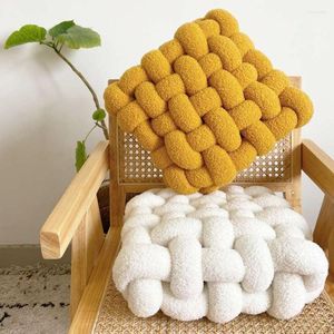 Oreiller bulle doux en peluche, siège boule en laine, couleur unie, décoration de canapé-lit, chaise carrée tissée à la main