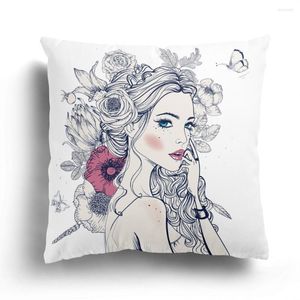 Oreiller dessin animé beauté en peluche câlin taie d'oreiller décoration de la maison housse de canapé toutes les filles motif peut être personnalisé 60x60cm